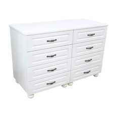 Comoda Dynasty Alb cu 8 sertare si blat MDF